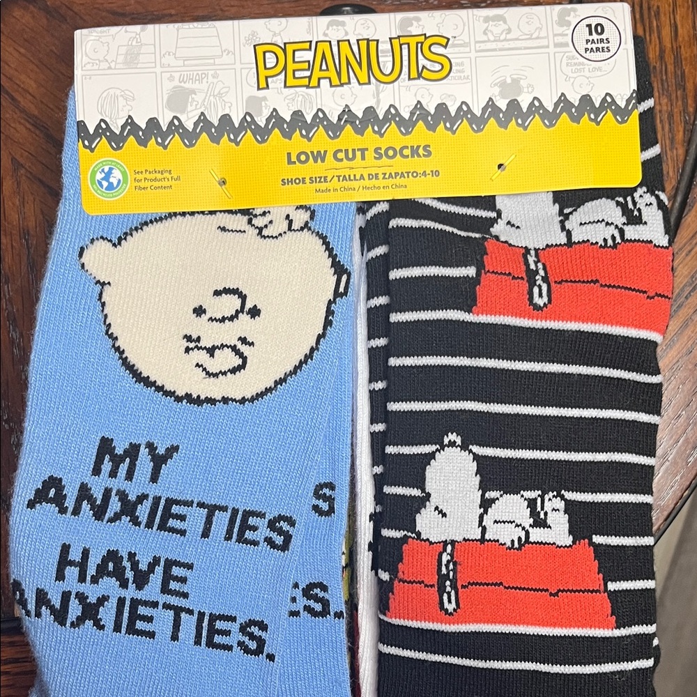 Peanuts Blue and Black 10 pair Low Cut Socks Set
